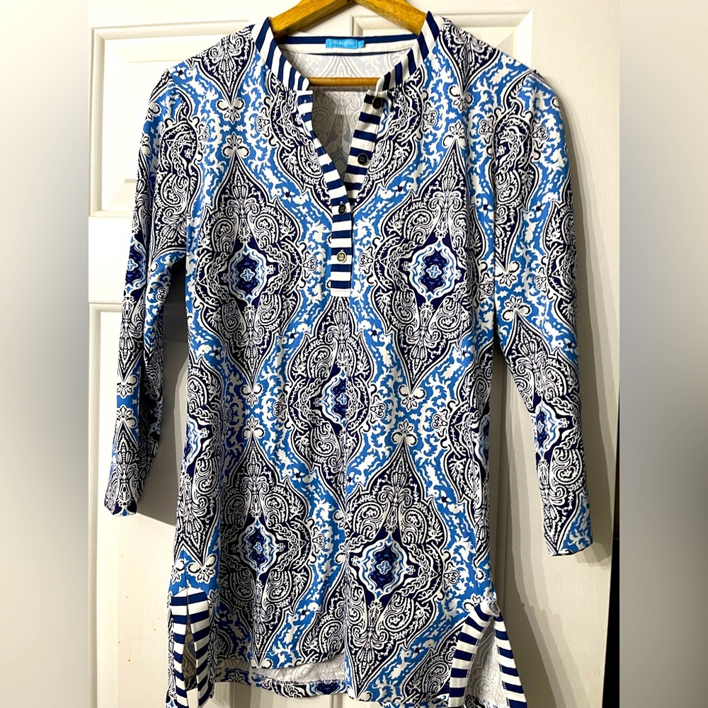 J. McLaughlin | Printed tunic 3/4 sleeve top